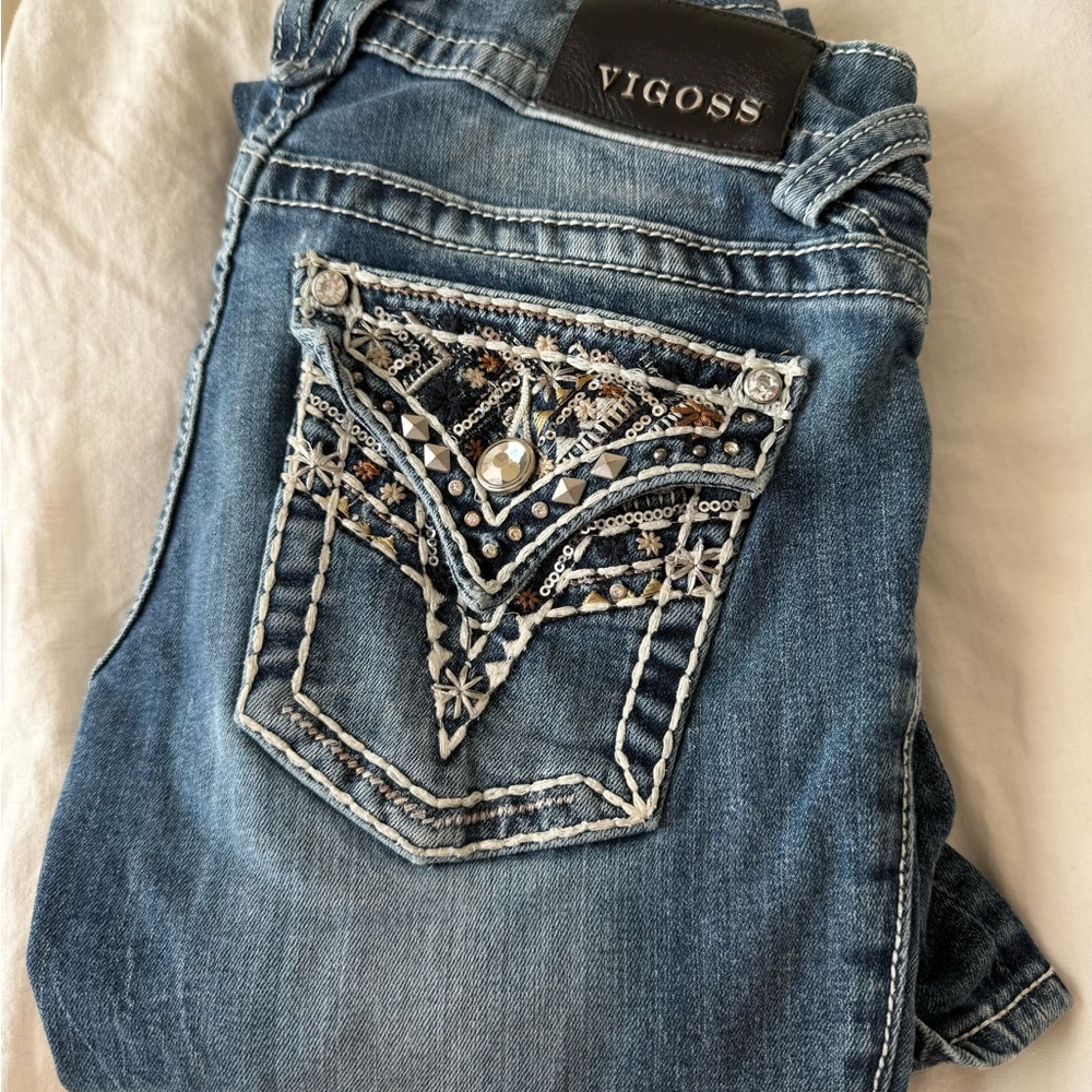 Vigoss Women's Denim Bootcut Jeans with Embellished Pocket Design ✨